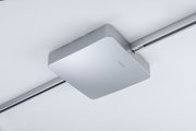 Matte silver metal ceiling light with square design and track system for modern interior lighting solutions