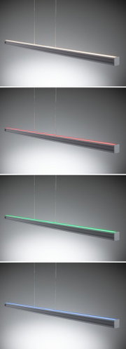 Suspension moderne en aluminium gris avec LED changeant de couleur blanc, rouge, vert, bleu pour intérieur