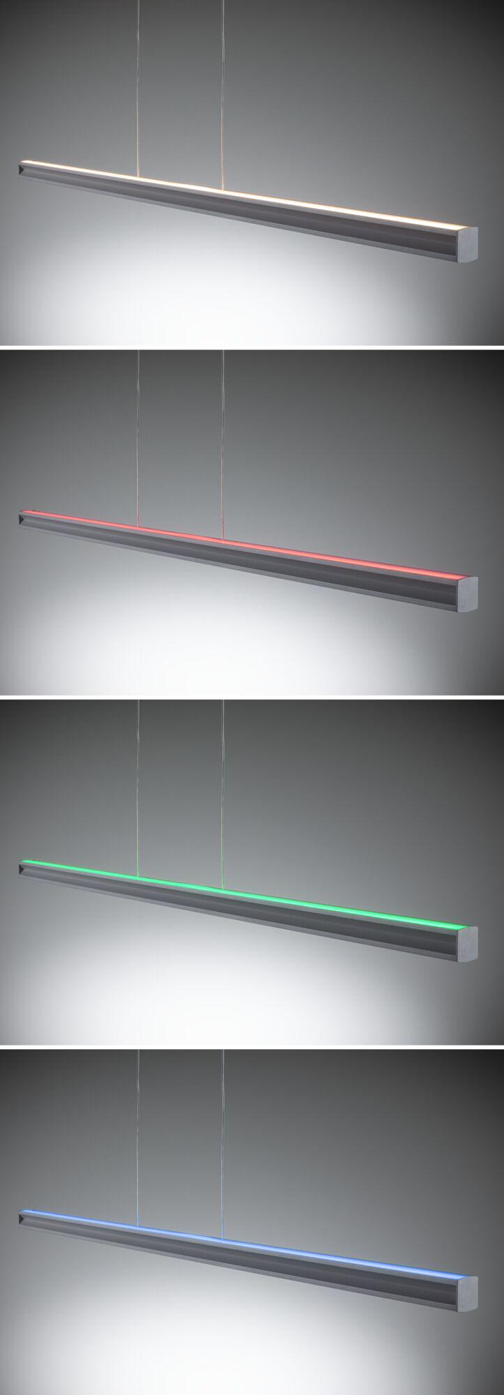 Suspension moderne en aluminium gris avec LED changeant de couleur blanc, rouge, vert, bleu pour intérieur