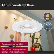 Witte LED-inbouwlamp Nova met warmwit licht en IP44-classificatie tegen spatwater