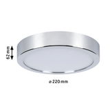 Plafonnier LED rond avec cadre chromé et diffuseur blanc, diamètre 220 mm, hauteur 62 mm