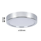 Rundes LED-Deckenlicht mit Chromrahmen und weißem Diffusor, 220 mm Durchmesser, 62 mm Höhe