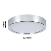 Plafonnier rond en chrome avec diffuseur blanc, diamètre 220 mm, éclairage LED moderne