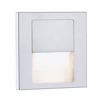 Vierkante LED-inbouwwandlamp van zilverkleurig aluminium met witte diffuser voor binnenverlichting