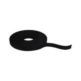 Black textile tape made of durable material, perfect for cable management and fastening.