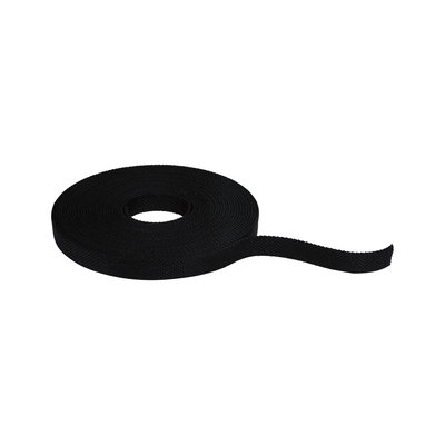 Black textile tape made of durable material, perfect for fastening and cable management
