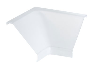 White plastic corner piece for cable ducts, practical accessory for cable management.