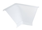 Witte kunststof hoekstuk voor kabelgoten, praktisch accessoire voor kabelbeheer.