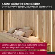 Akustiek paneel strip uitbreidingsset met decoratieve geïntegreerde verlichting in houtlook voor wanddesign