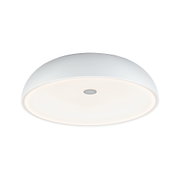 Runde weiße LED-Deckenleuchte mit mattem Gehäuse und warmweißem Licht für Wohnräume