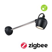 Black LED wall light with adjustable stainless steel arm for modern indoor lighting Zigbee compatible