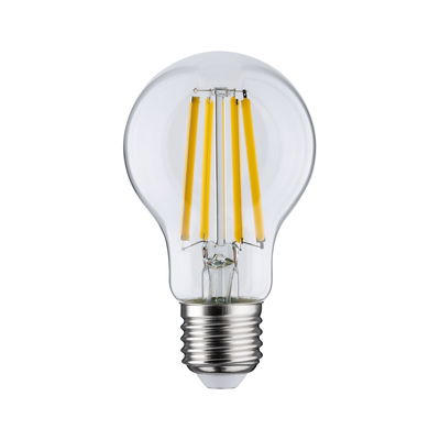 Ampoule LED classique avec verre transparent et filaments jaunes, solution d'éclairage économique