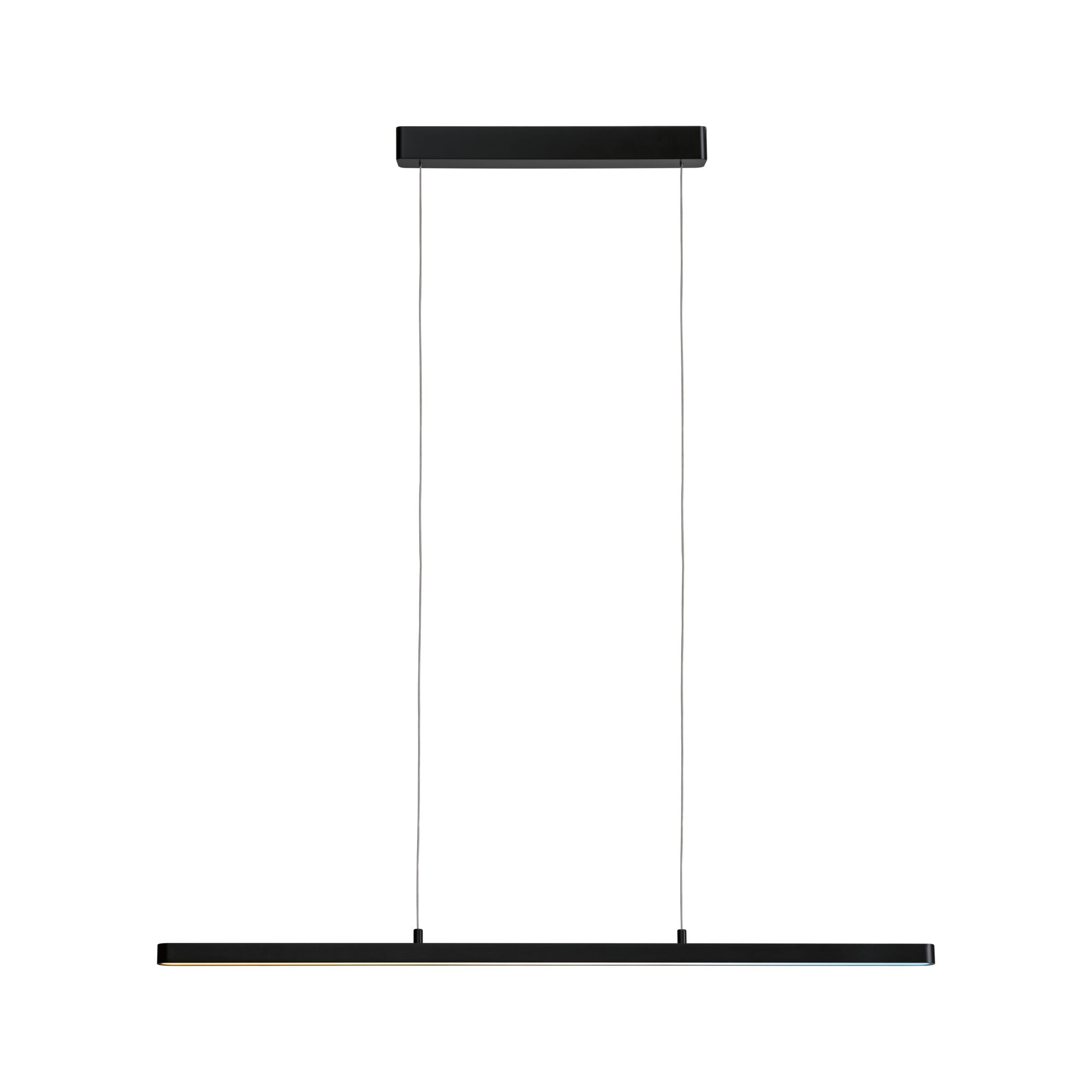 Schwarze LED-Pendelleuchte aus Metall mit schlankem Design für moderne Innenräume