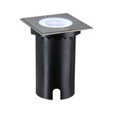 Recessed LED floor light with stainless steel and black plastic housing for outdoor use
