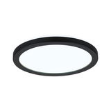 Round LED ceiling light with black aluminum frame and white diffuser for modern room lighting