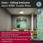 Casca white ceiling luminaire with IP44 protection, suitable for bathroom and living room, easy installation