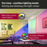 LED ceiling spotlight with tunable white light 2200K-6500K and 16 million RGBW colours for living spaces