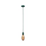 Groene hanglamp met bruine lamp en decoratief LED-filament voor sfeervolle woonverlichting