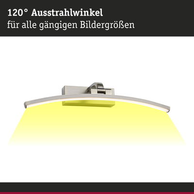 Gebogene LED-Wandleuchte aus gebürstetem Metall mit 120° Ausstrahlwinkel und warmweißem Licht