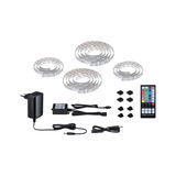 RGBW LED-Lichtband Set mit Netzteil, Fernbedienung und Verbindungskabeln für flexible Farbbeleuchtung