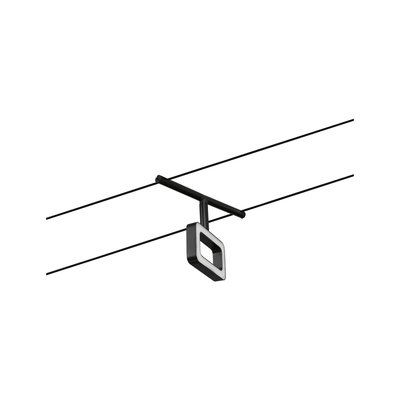 Schwarze LED-Seilabhängung mit quadratischem Leuchtkörper aus Metall für moderne Beleuchtung.