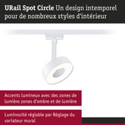 Spot LED URail Spot Circle blanc avec luminosité réglable pour divers styles d’éclairage intérieur