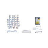 White LED strip light with remote and power supply for adjustable lighting and colour temperature control