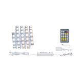 White LED strip light with remote and power supply for adjustable lighting and colour temperature control