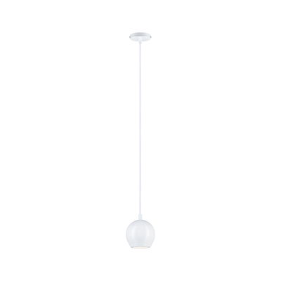White metal pendant lamp with round shade for modern indoor lighting solutions