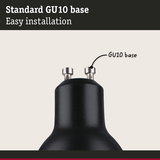 Black GU10 lamp base with metal contacts for easy installation of LED bulbs and lighting fixtures