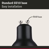 Black metal GU10 lamp base with standard connection for easy installation
