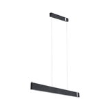 Moderne zwarte hanglamp met stoffen bekleding en aluminium frame voor stijlvolle binnenverlichting