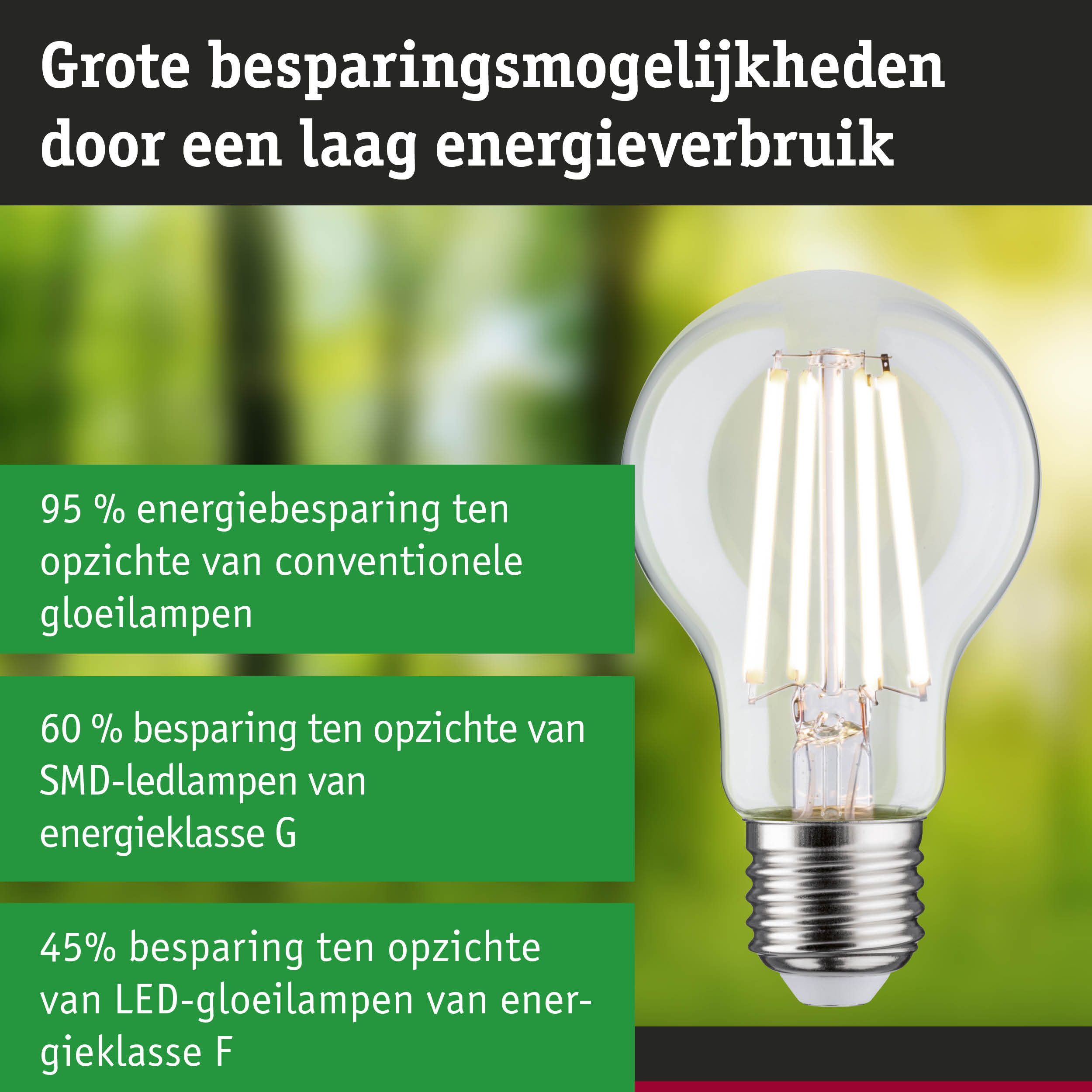 Energiezuinige LED-lamp met helder glas en metalen fitting voor efficiënte verlichting