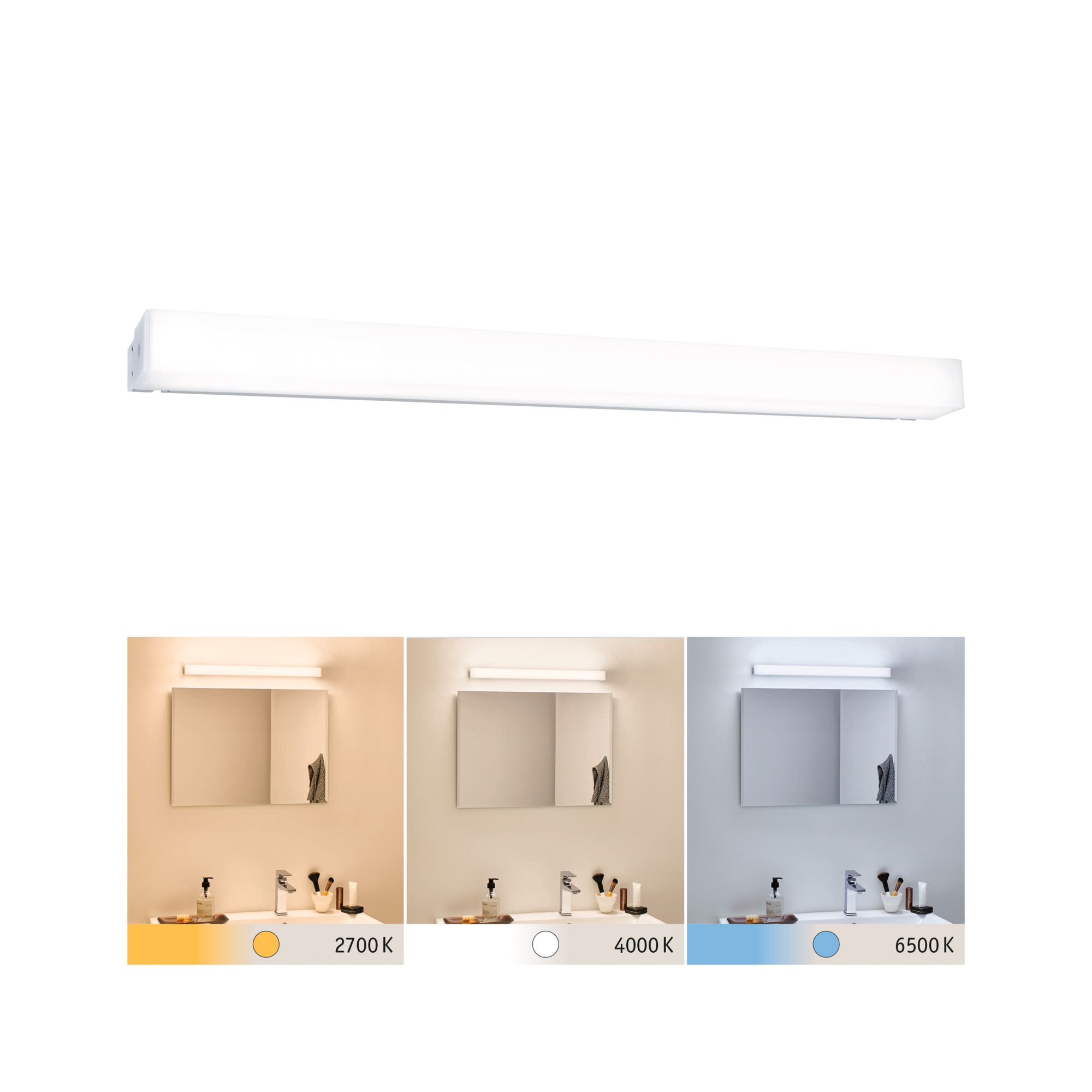 Applique murale LED blanche en plastique avec température de couleur réglable pour salle de bain