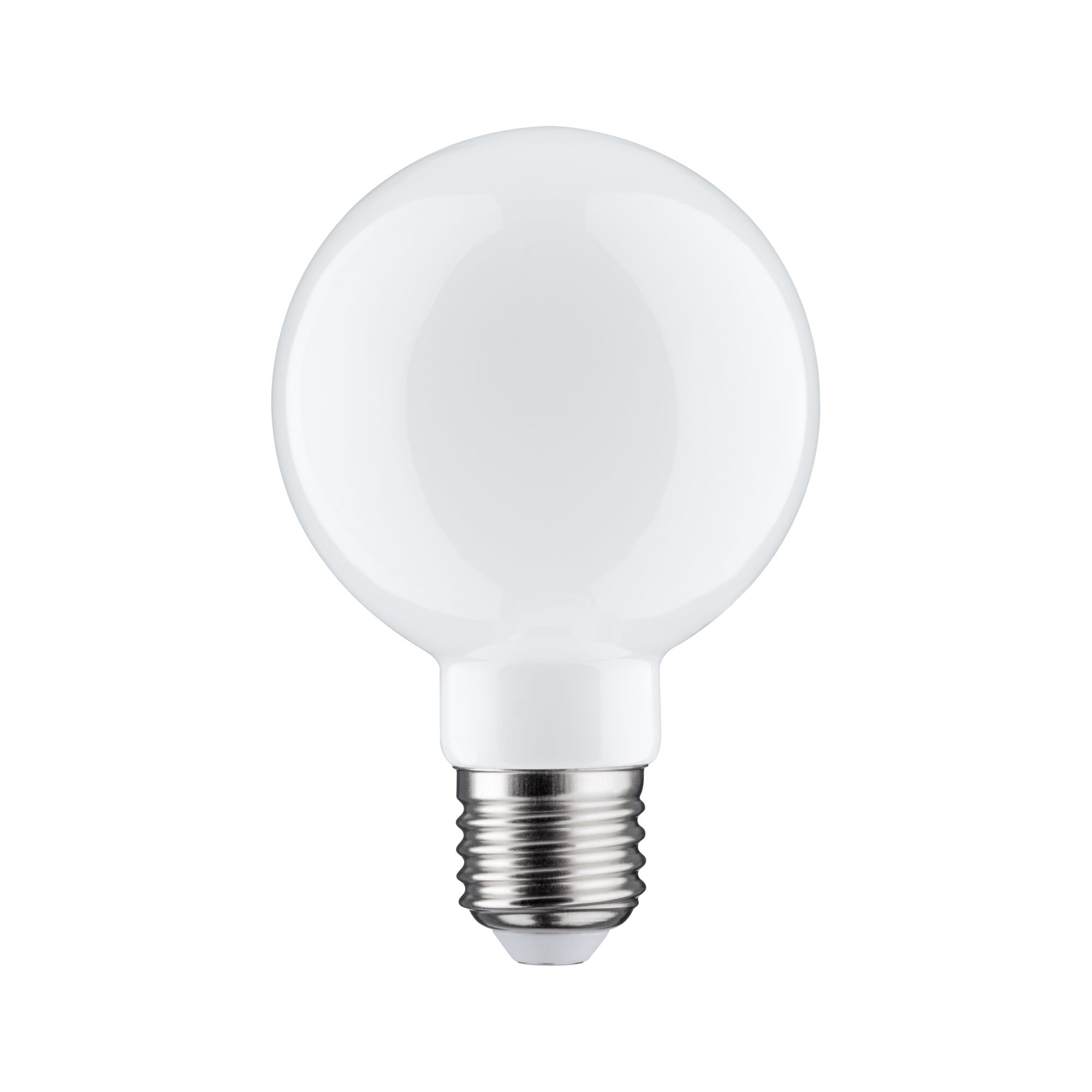 Round white LED bulb with E27 base made of glass for energy-efficient lighting