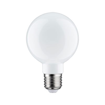 Round white LED bulb with E27 base made of glass for energy-efficient lighting