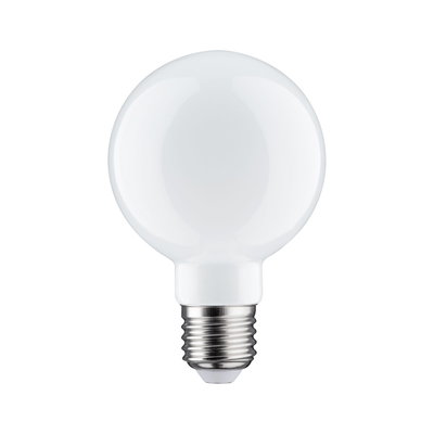 Round white LED bulb with E27 base made of glass for energy-efficient lighting