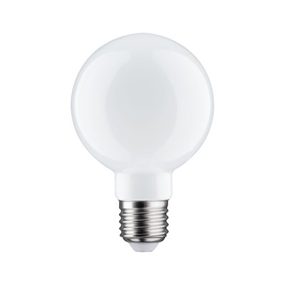 Runde weiße LED-Glühbirne mit E27-Fassung aus Glas für energiesparende Beleuchtung