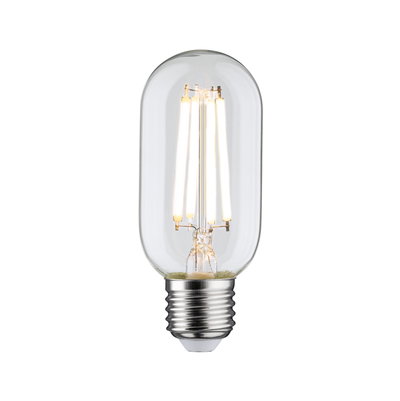 Clear glass LED bulb with E27 base, warm white light for energy-efficient lighting solutions