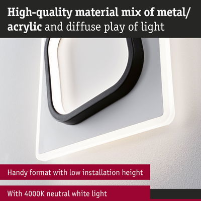 Modern wall light made of metal and acrylic in white with 4000K neutral white light for interiors