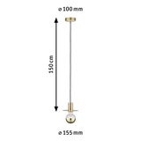Hanglamp van goudkleurig metaal met 150 cm snoer en 155 mm kapdiameter, LED-verlichting