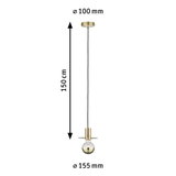 Hängelampe aus goldfarbenem Metall mit 150 cm Kabel und 155 mm Lampenschirmdurchmesser, LED Beleuchtung