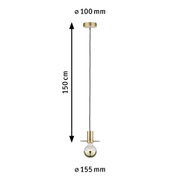 Pendelleuchte aus Messing mit Glas und schwarzem Kabel, 150 cm Länge, moderne LED Beleuchtung