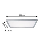 Rectangular silver aluminum LED ceiling light measuring 600x600 mm for modern interiors