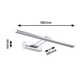 Chromfarbene LED-Bilderleuchte mit 585 mm Länge und 46 mm Höhe für Wandmontage im Wohnbereich