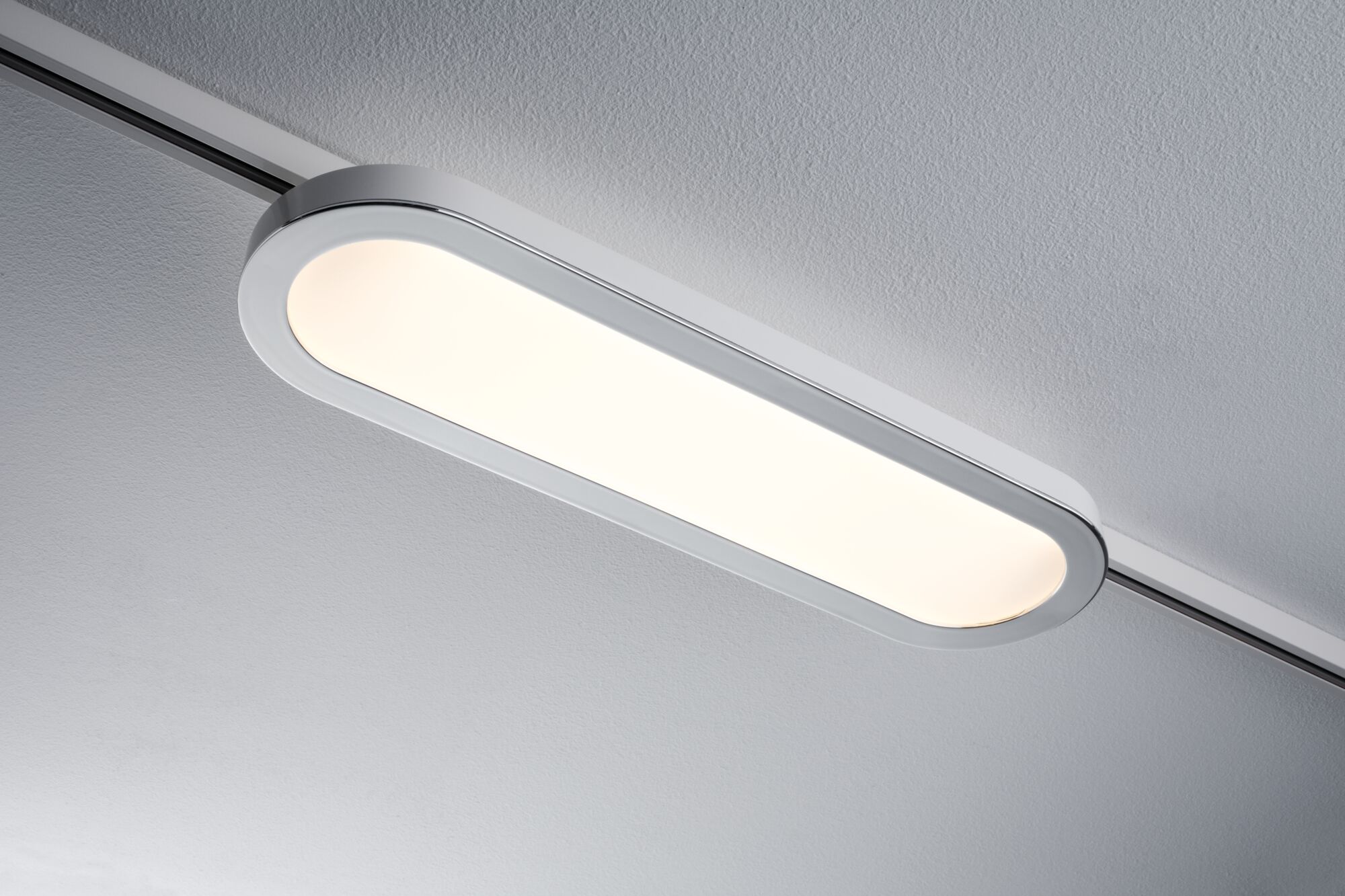Modern white LED ceiling light with rounded rectangular shape for energy-efficient room lighting