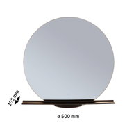 Miroir rond avec cadre en métal noir et éclairage LED, diamètre 500 mm, éclairage de salle de bain moderne