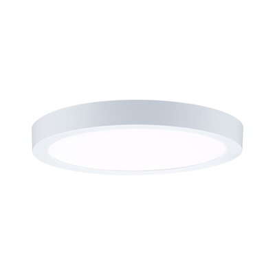 Round white metal LED ceiling light with energy-saving illumination for living spaces