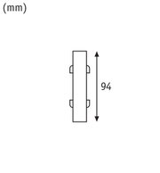 Dessin technique montrant une hauteur de 94 mm d’un produit rectangulaire avec supports de fixation