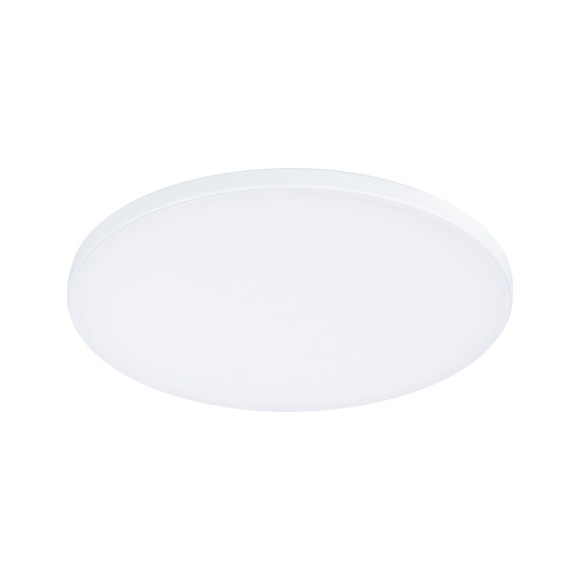 Round white LED ceiling light made of plastic for energy-efficient room lighting